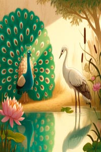 孔雀与鹤